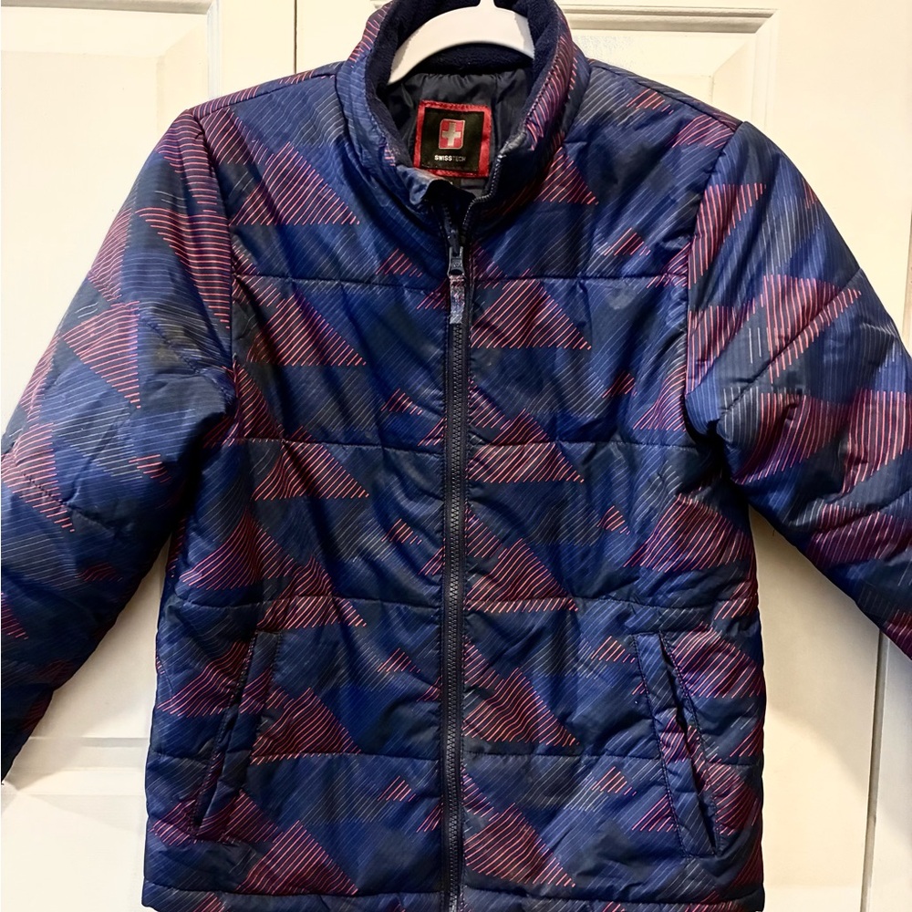 SwissTech Kids 10/12 Puffer Jacket - Navy/Black/Magenta
